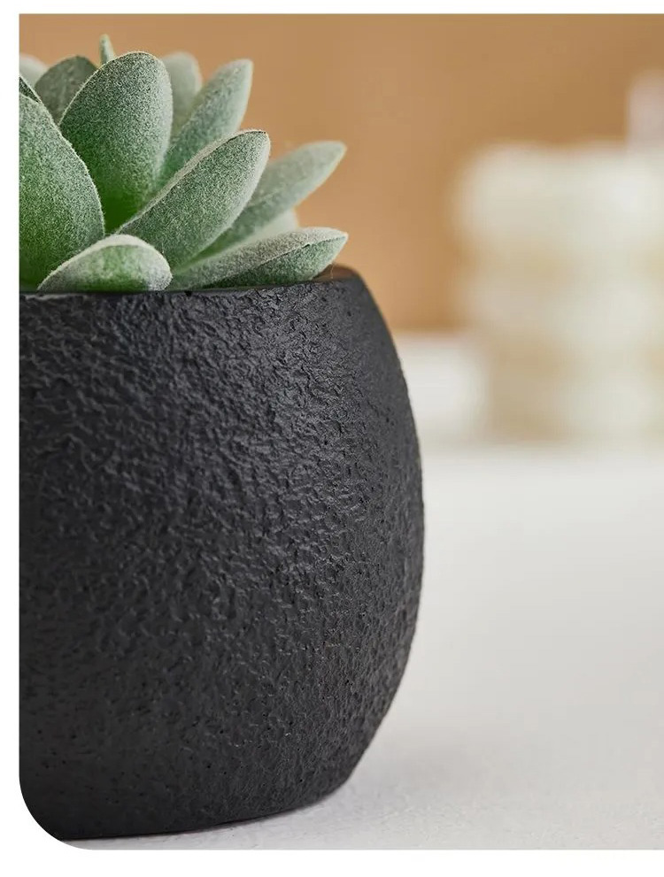 modern nordic minimalist succulent pots set small textured black planters