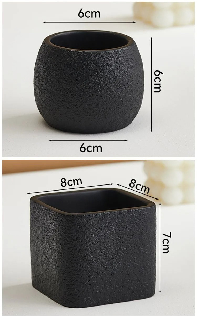 modern nordic minimalist succulent pots set small textured black planters