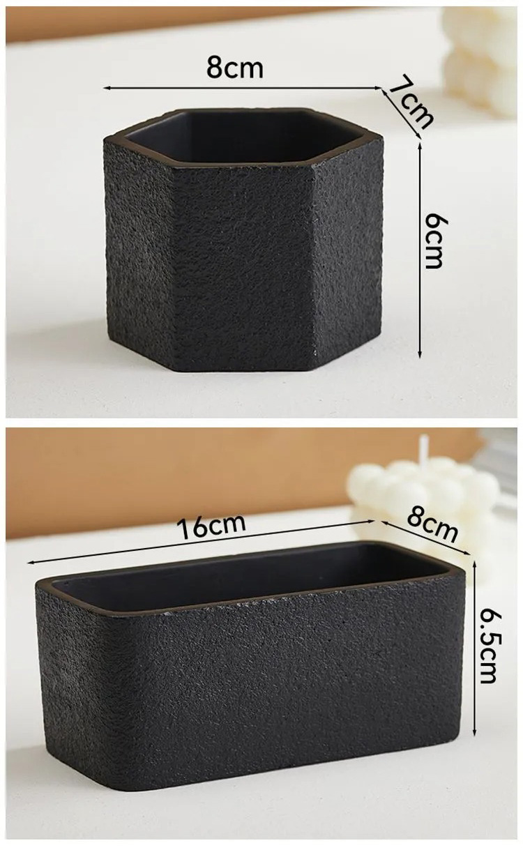 modern nordic minimalist succulent pots set small textured black planters