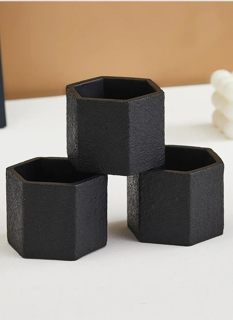 modern nordic minimalist succulent pots set small textured black planters