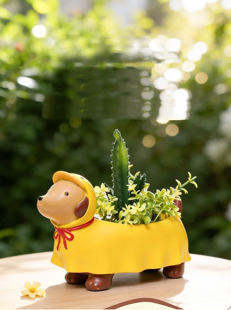 cute dachshund resin succulent planter pot