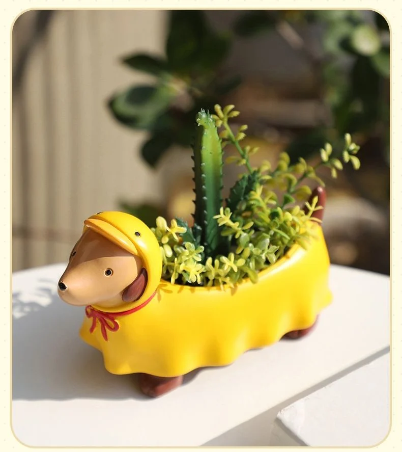 cute dachshund resin succulent planter pot