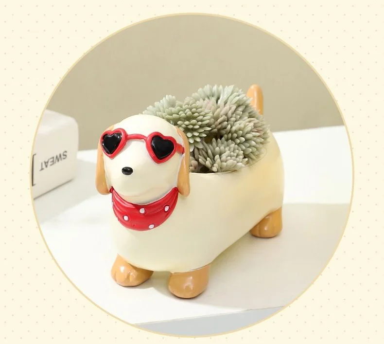 cute dachshund resin succulent planter pot