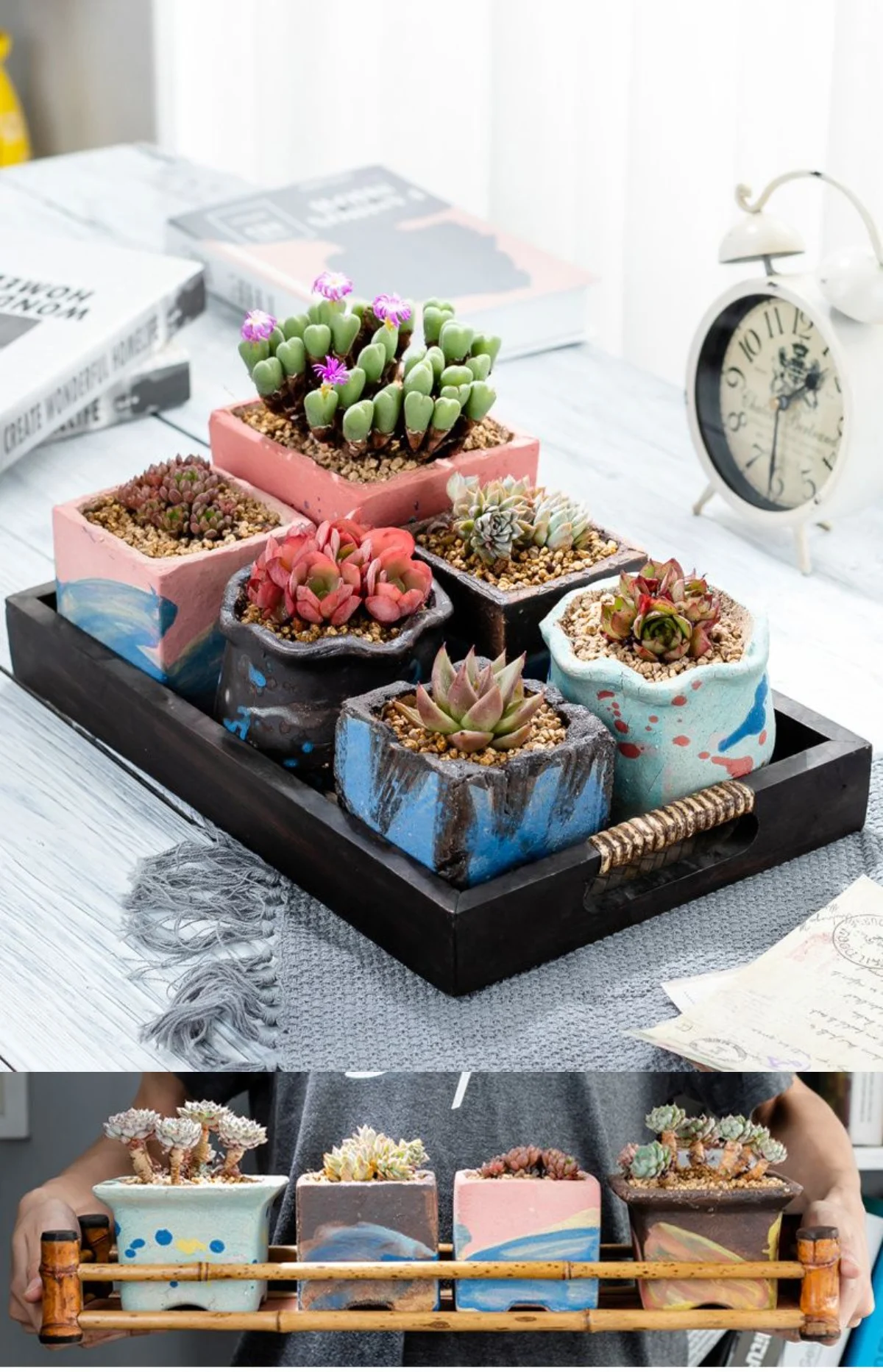 gradient square ceramic succulent planter