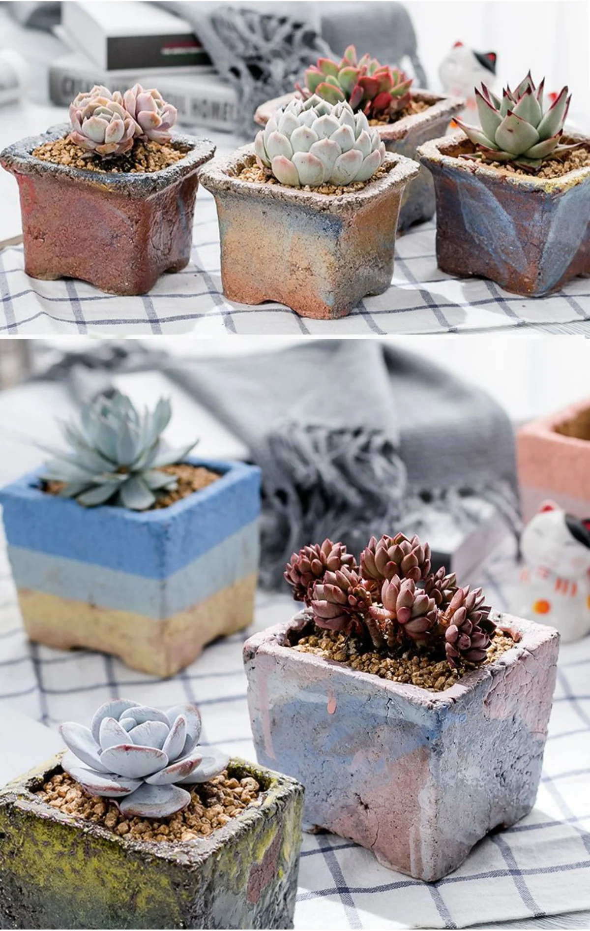 gradient square ceramic succulent planter