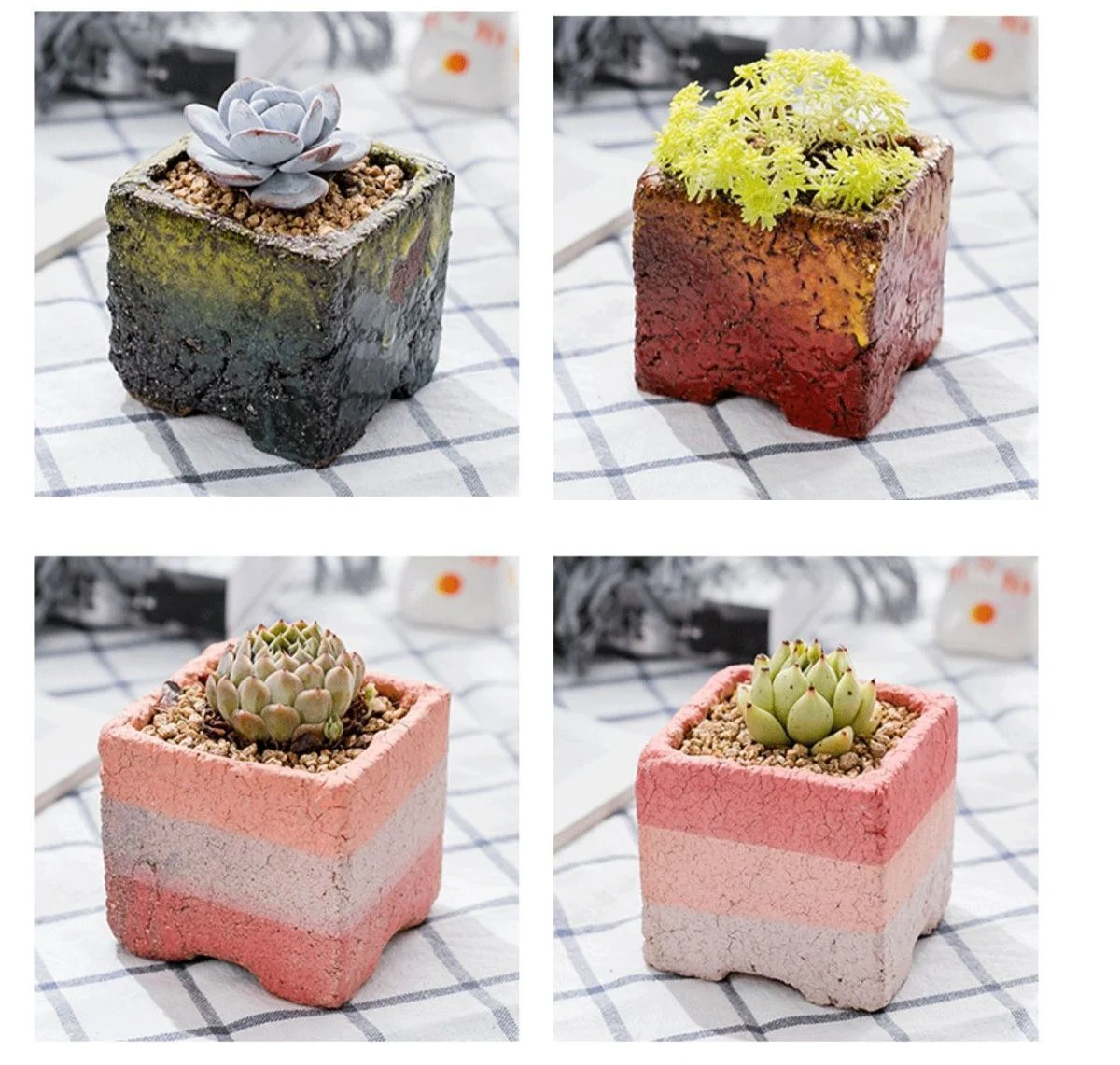 gradient square ceramic succulent planter