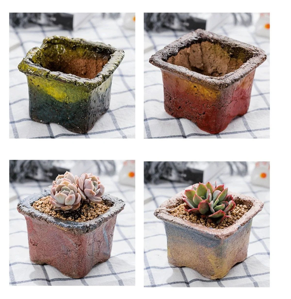 gradient square ceramic succulent planter
