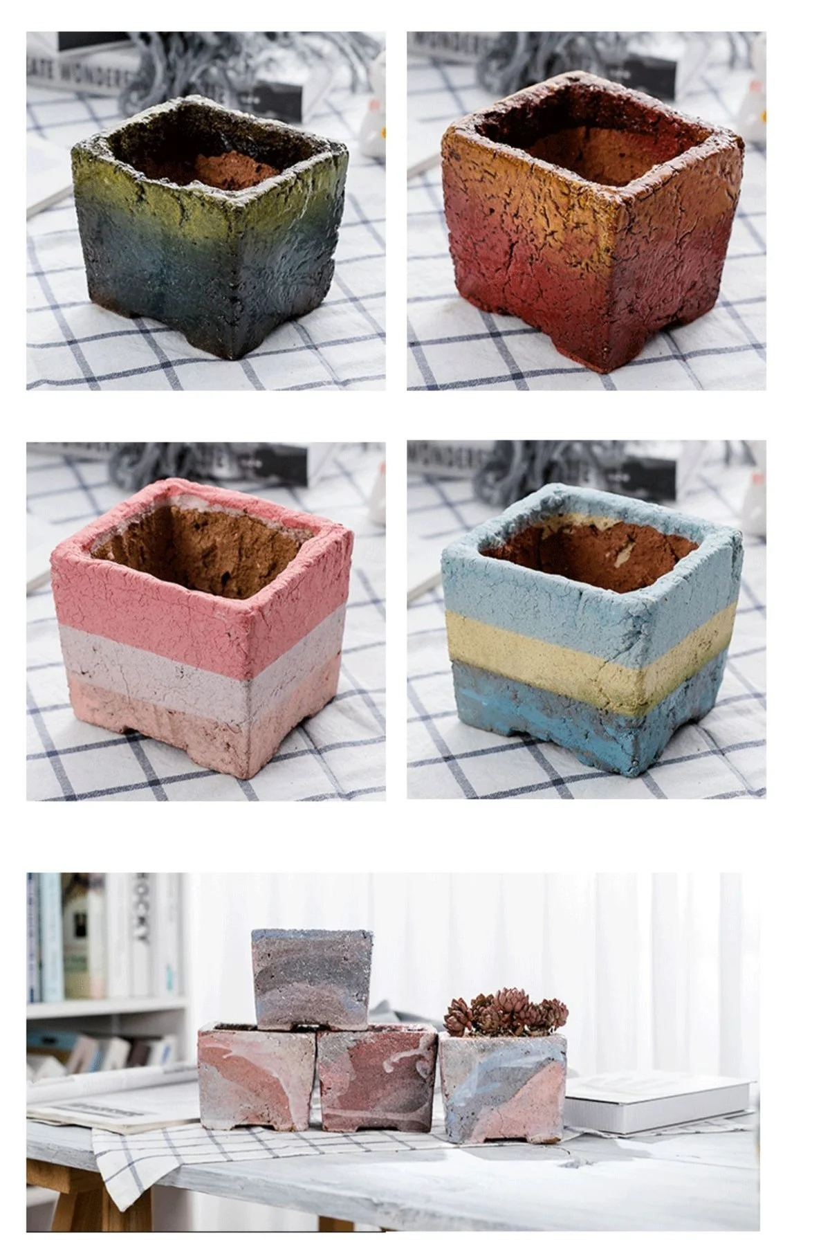 gradient square ceramic succulent planter
