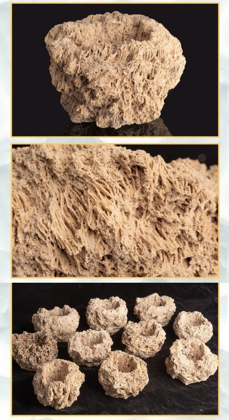 natural porous stone planter hand carved bonsai pot