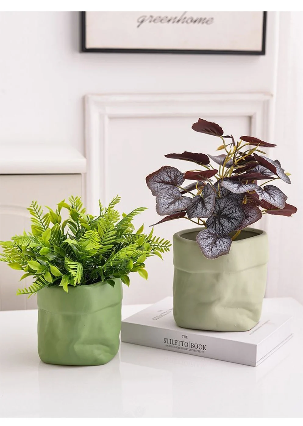 creative ceramic paper bag shaped planter for succulents