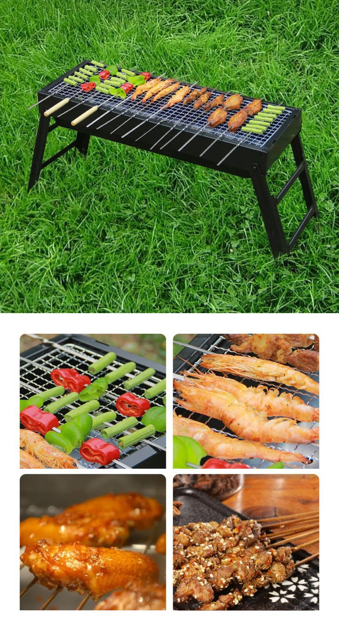 detail portable folding charcoal grill 01