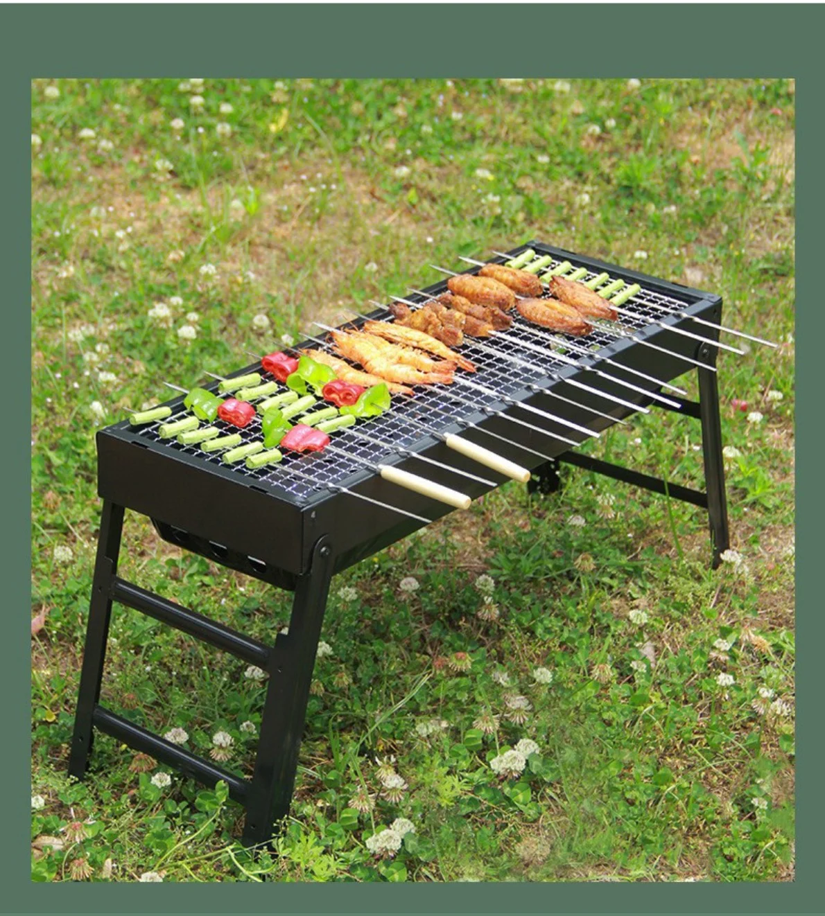 detail portable folding charcoal grill 02