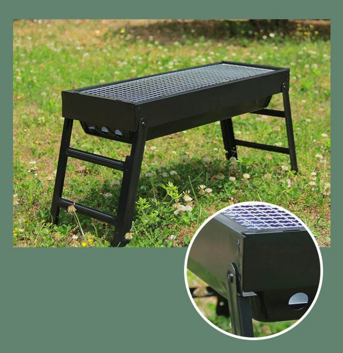 detail portable folding charcoal grill 03