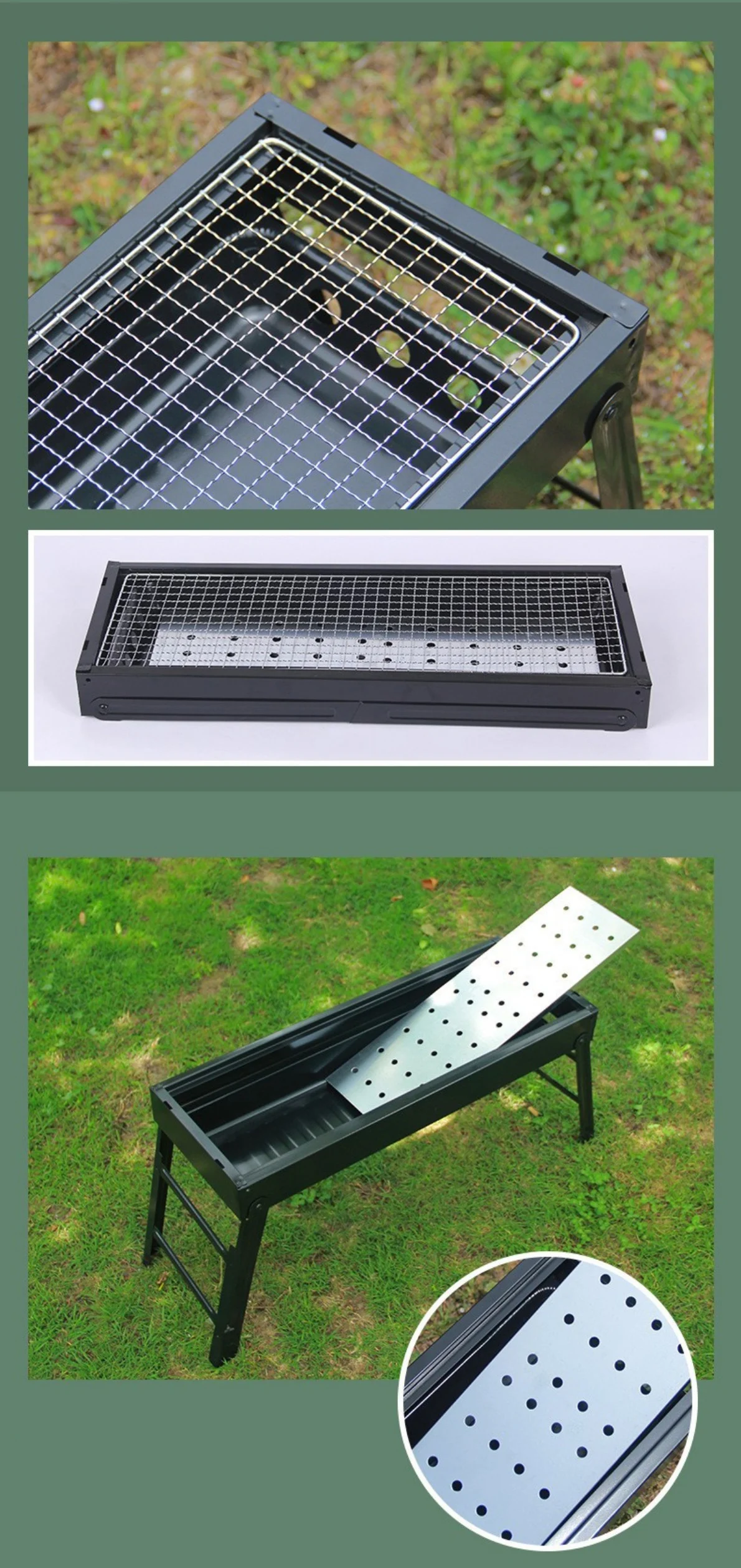 detail portable folding charcoal grill 05