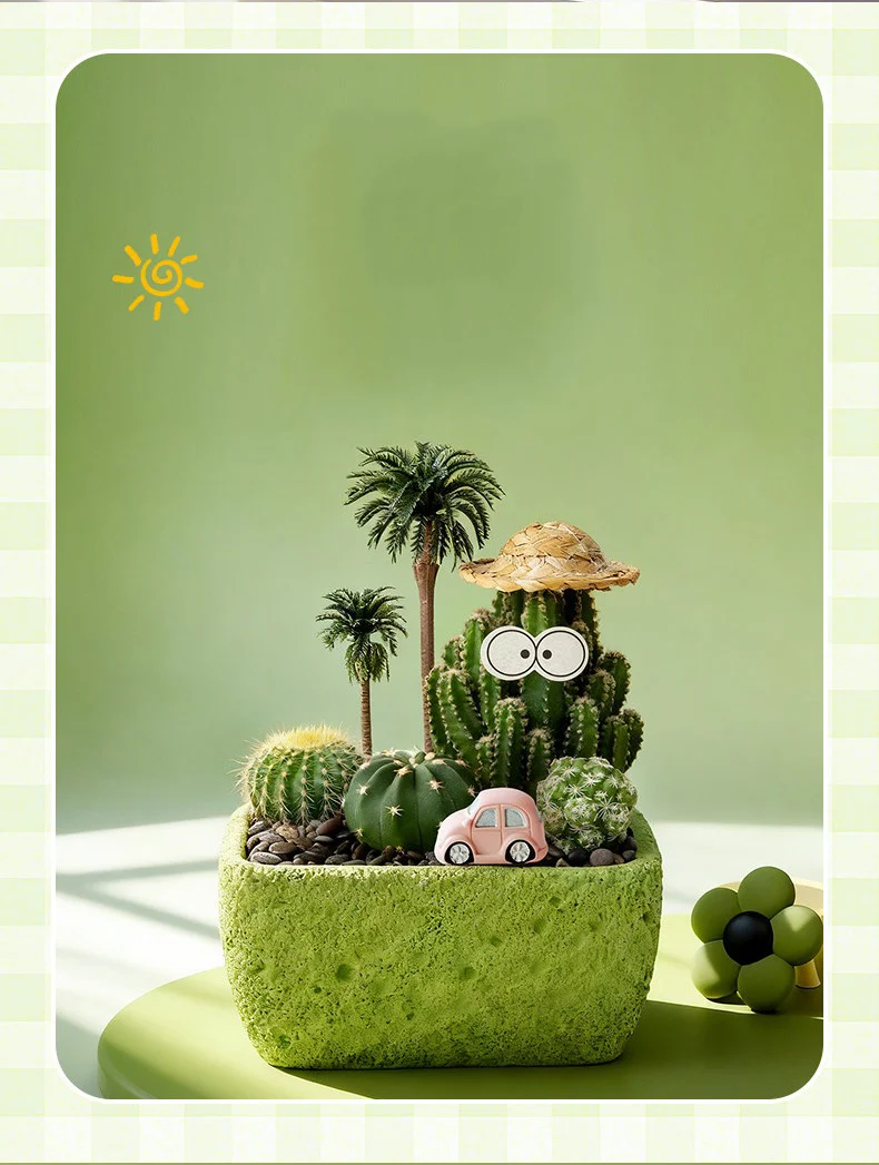 textured cement succulent planter for desktop mini garden