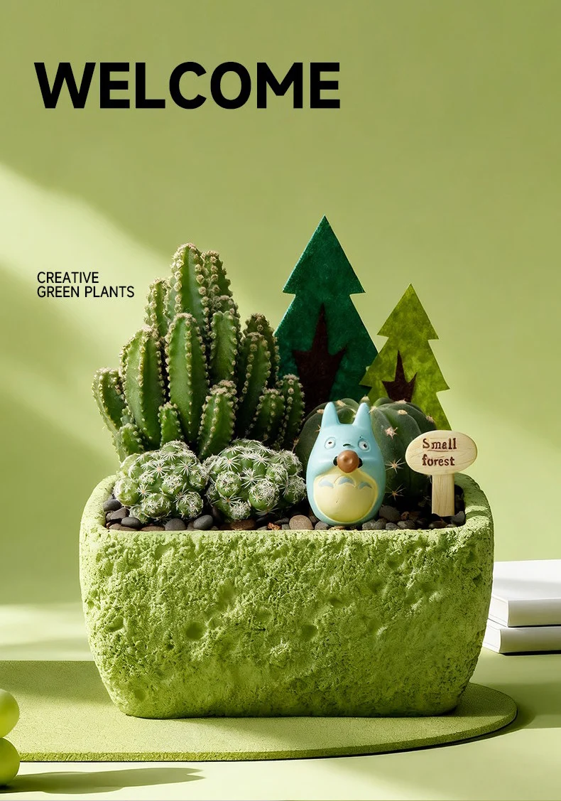 textured cement succulent planter for desktop mini garden