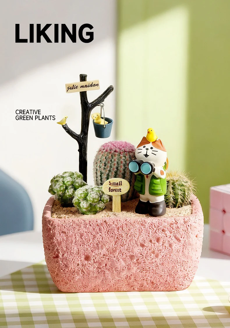 textured cement succulent planter for desktop mini garden