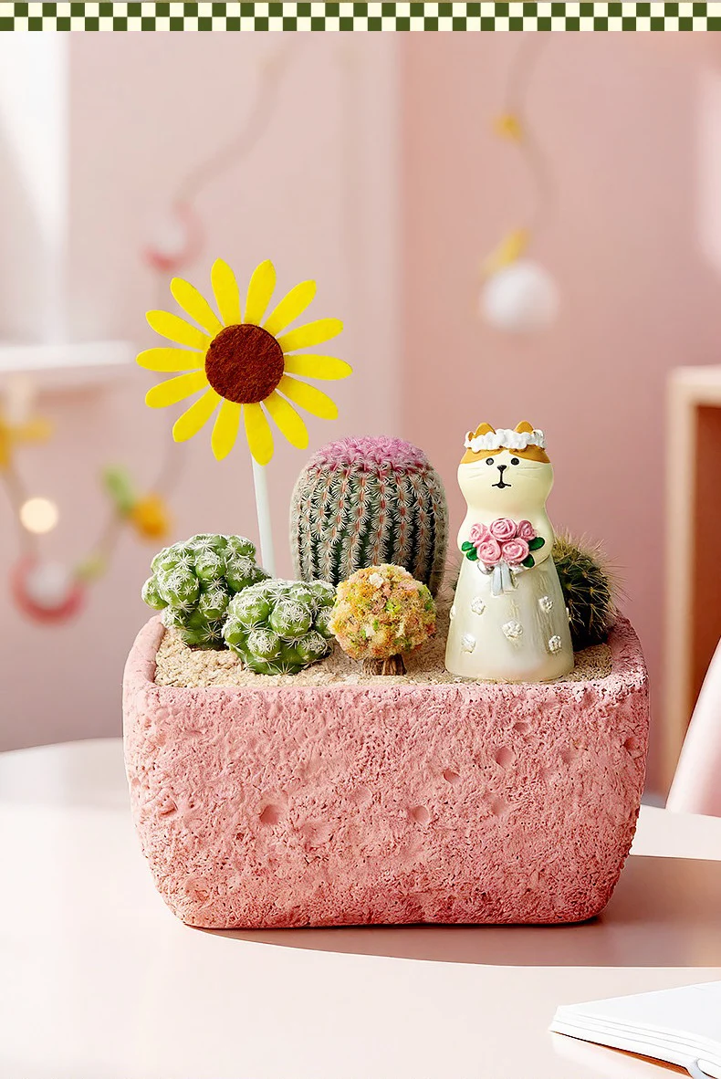 textured cement succulent planter for desktop mini garden