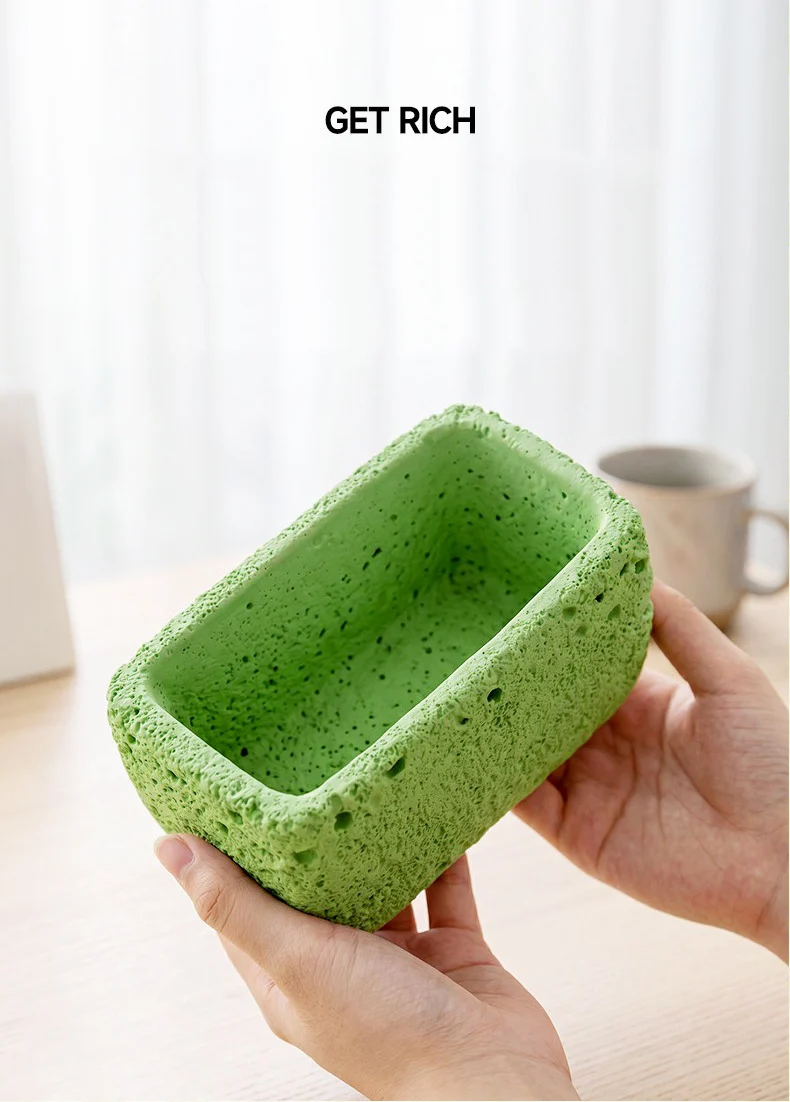 textured cement succulent planter for desktop mini garden