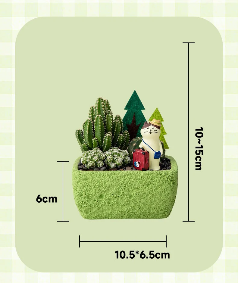 textured cement succulent planter for desktop mini garden