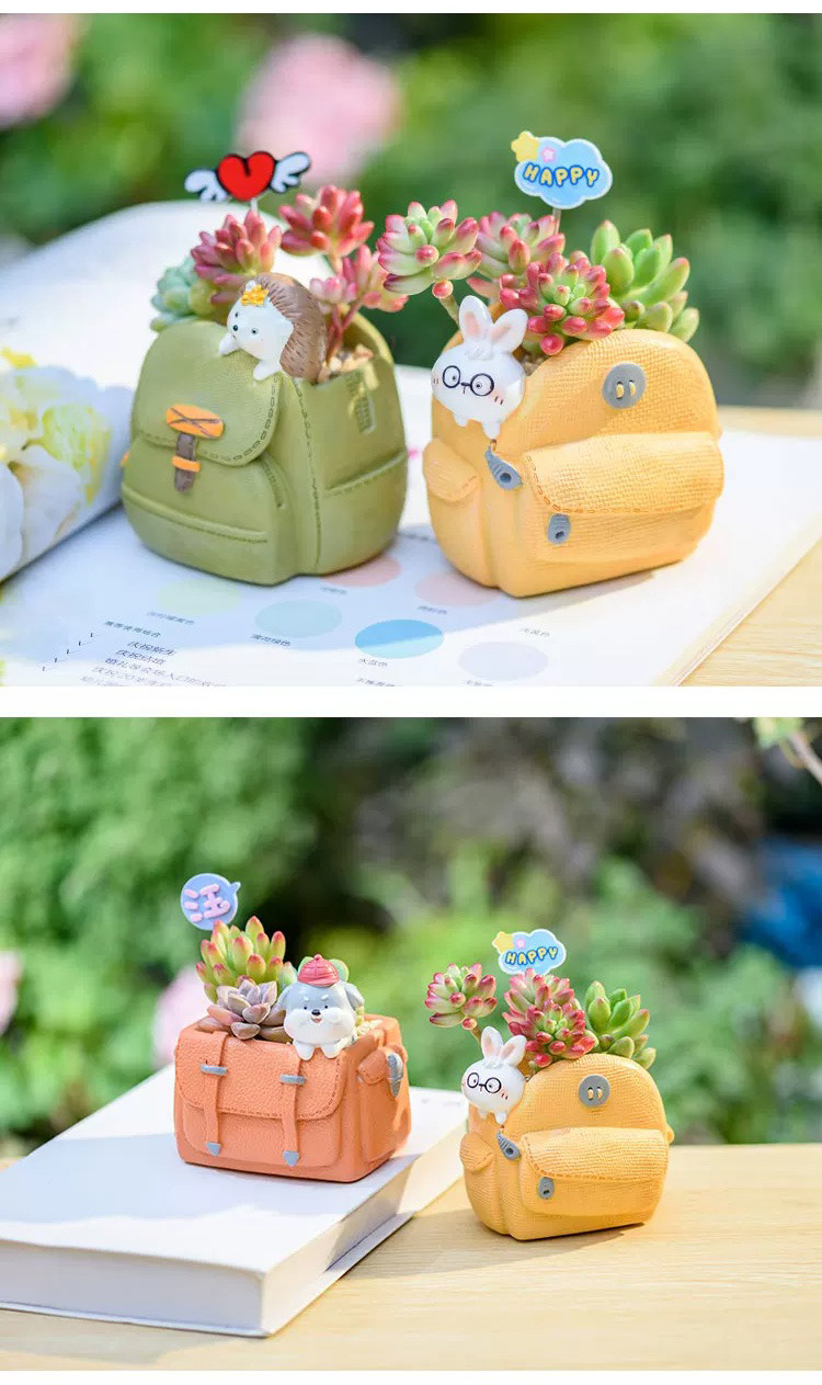 cute animal backpack succulent planters creative decorative resin pots