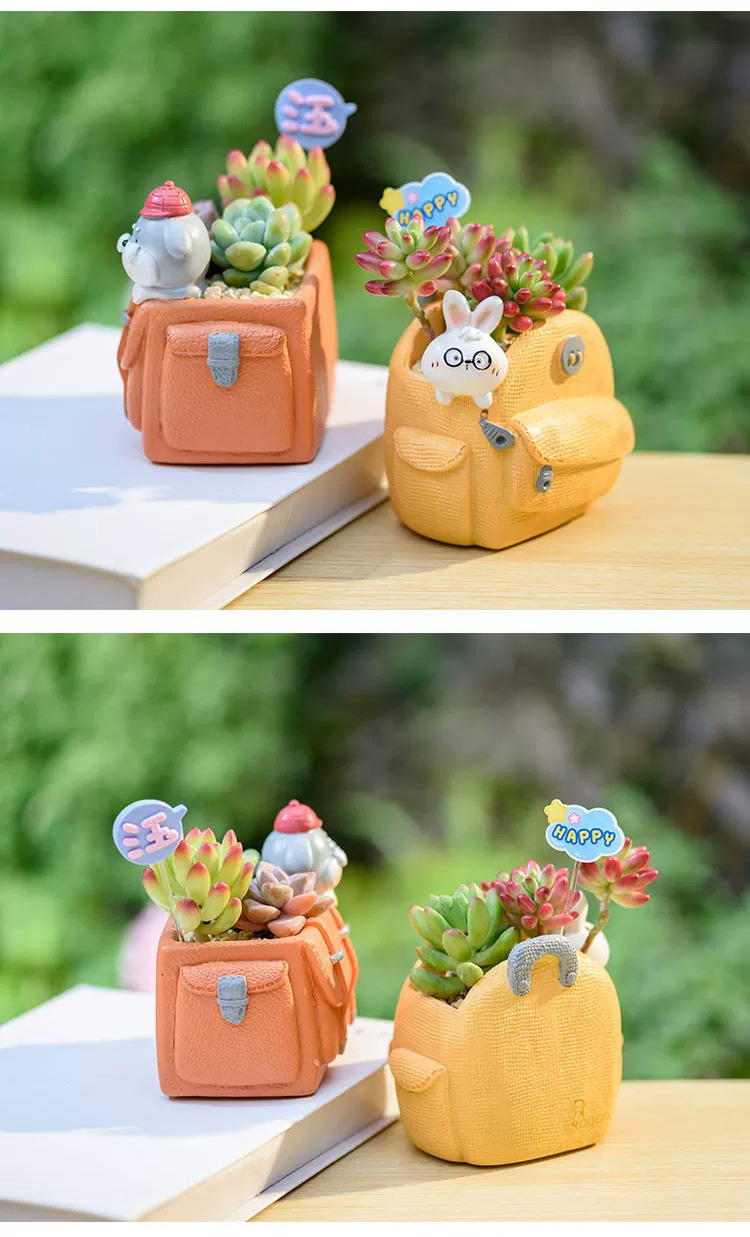 cute animal backpack succulent planters creative decorative resin pots