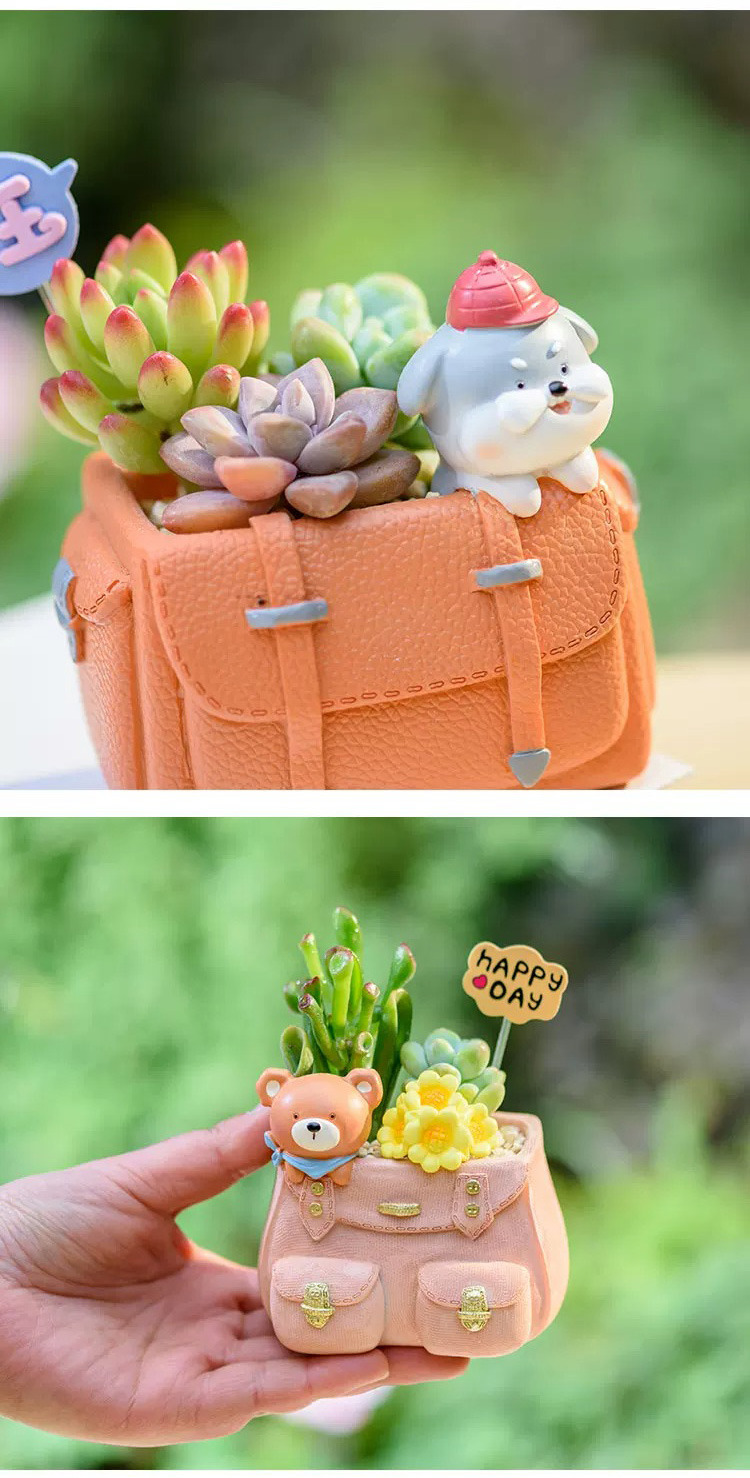 cute animal backpack succulent planters creative decorative resin pots