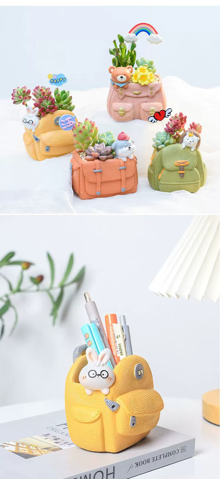 cute animal backpack succulent planters creative decorative resin pots