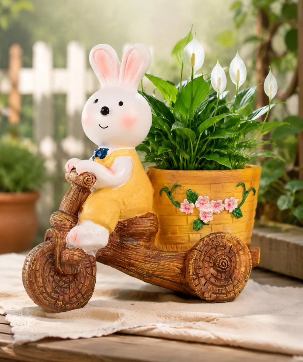 charming bunny tricycle succulent planter cute indoor & balcony decor pot