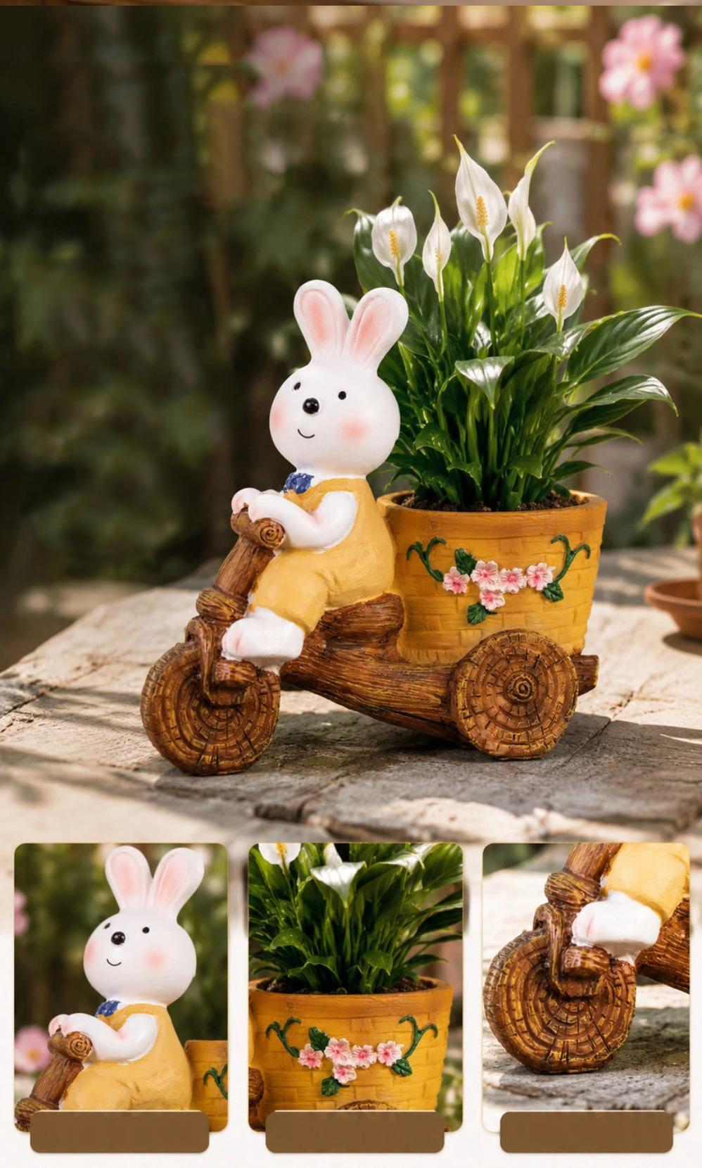 charming bunny tricycle succulent planter cute indoor & balcony decor pot