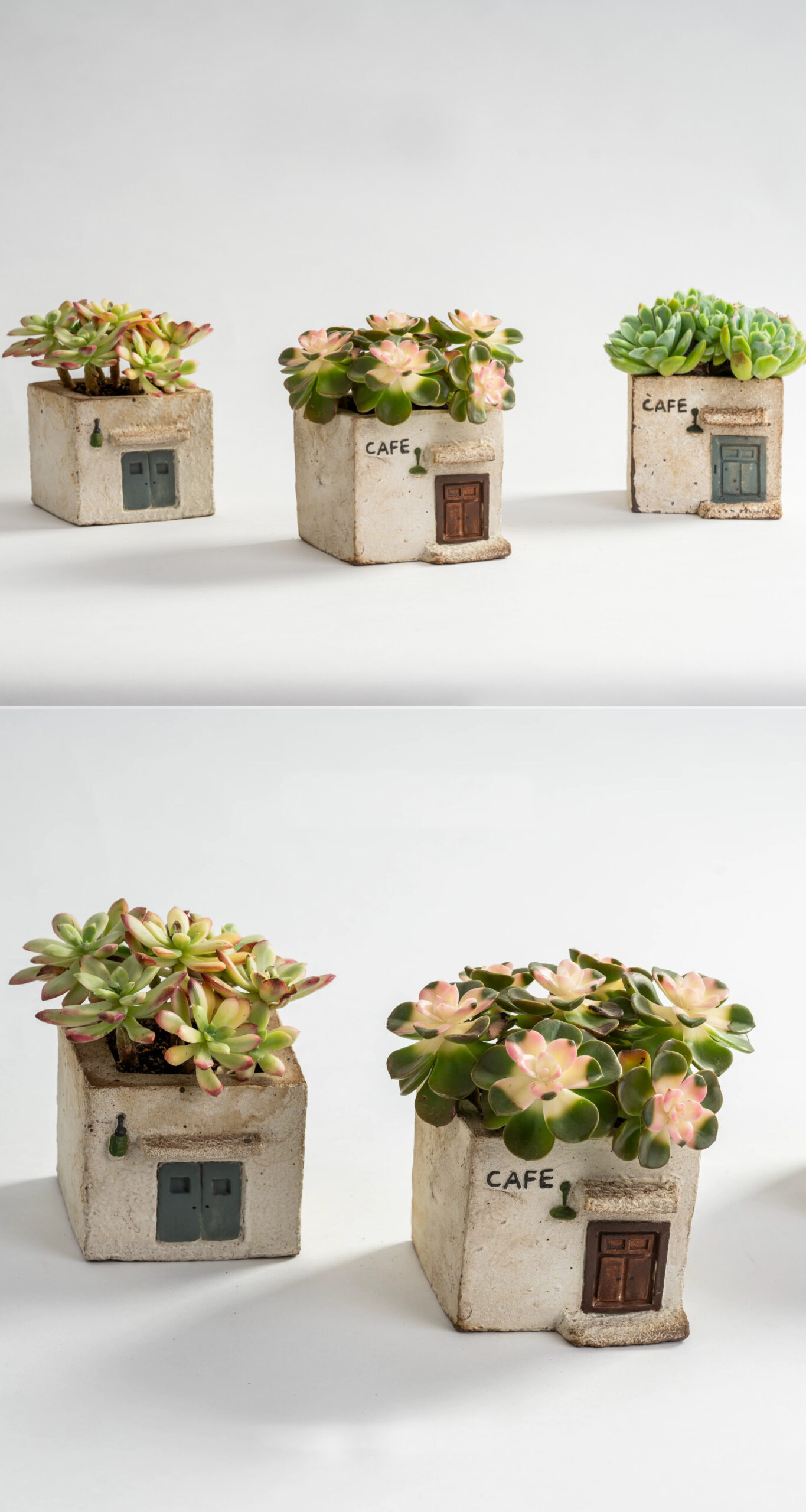 handmade ceramic cafe house succulent planter breathable indoor outdoor pot