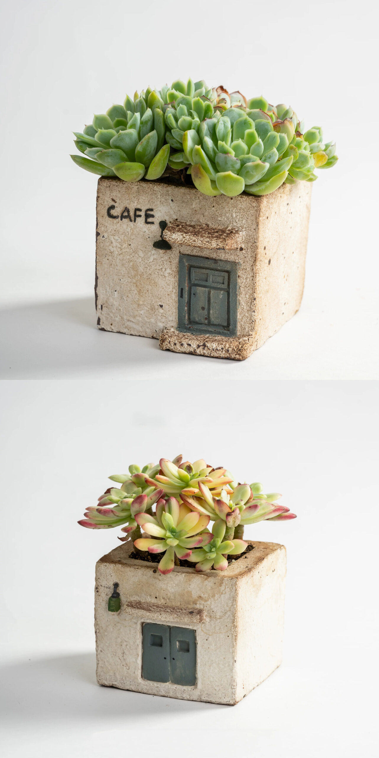 handmade ceramic cafe house succulent planter breathable indoor outdoor pot