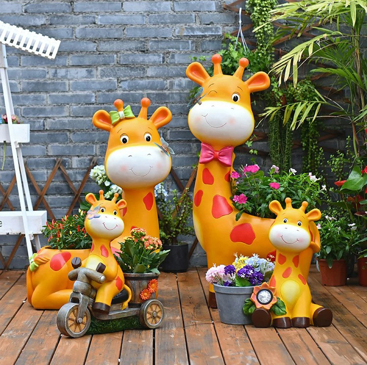large cartoon giraffe planters outdoor garden decorations & yard ornaments