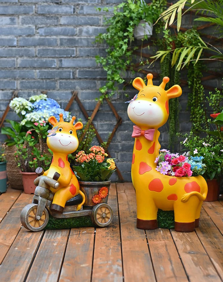 large cartoon giraffe planters outdoor garden decorations & yard ornaments