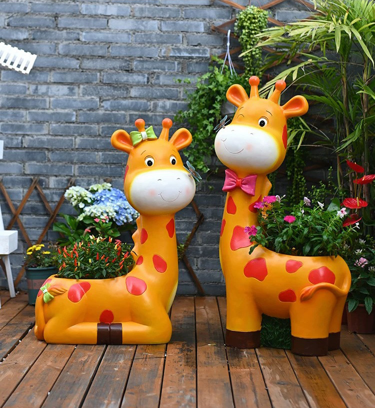 large cartoon giraffe planters outdoor garden decorations & yard ornaments