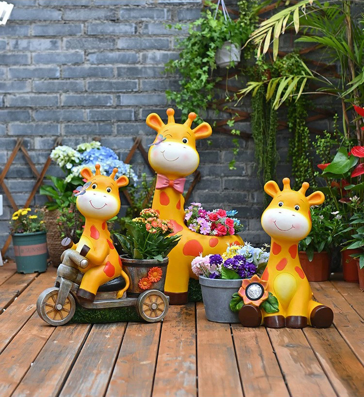 large cartoon giraffe planters outdoor garden decorations & yard ornaments