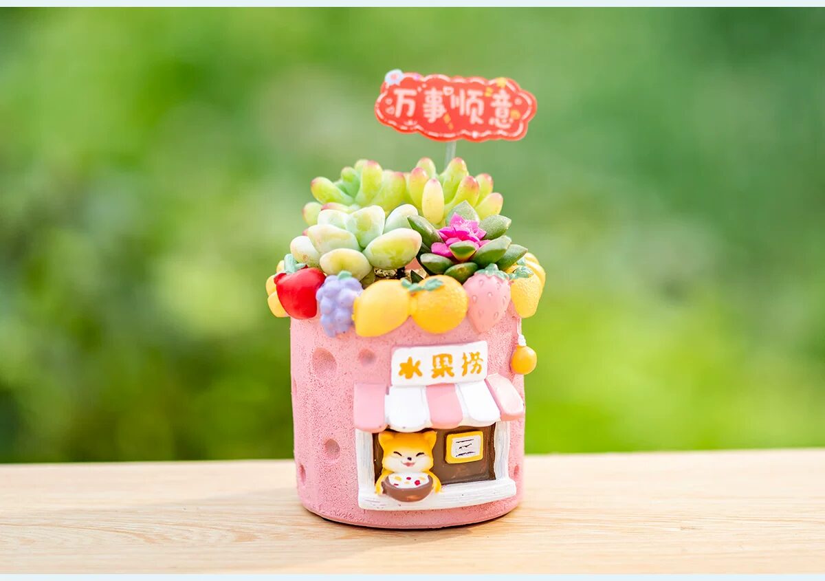 adorable cartoon succulent planters: creative coffee cup desktop decor