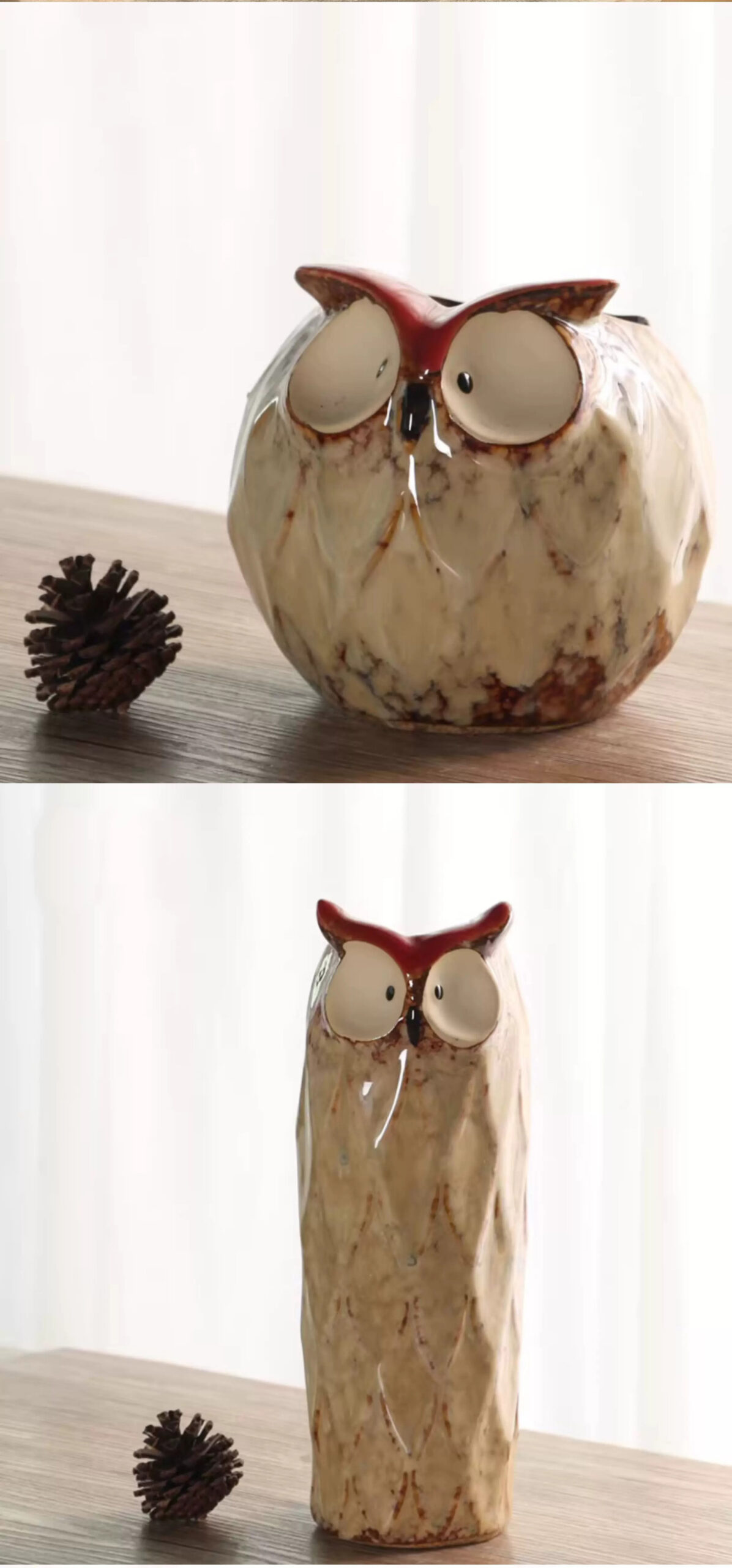 cute ceramic owl succulent planters with vintage kiln fired glaze