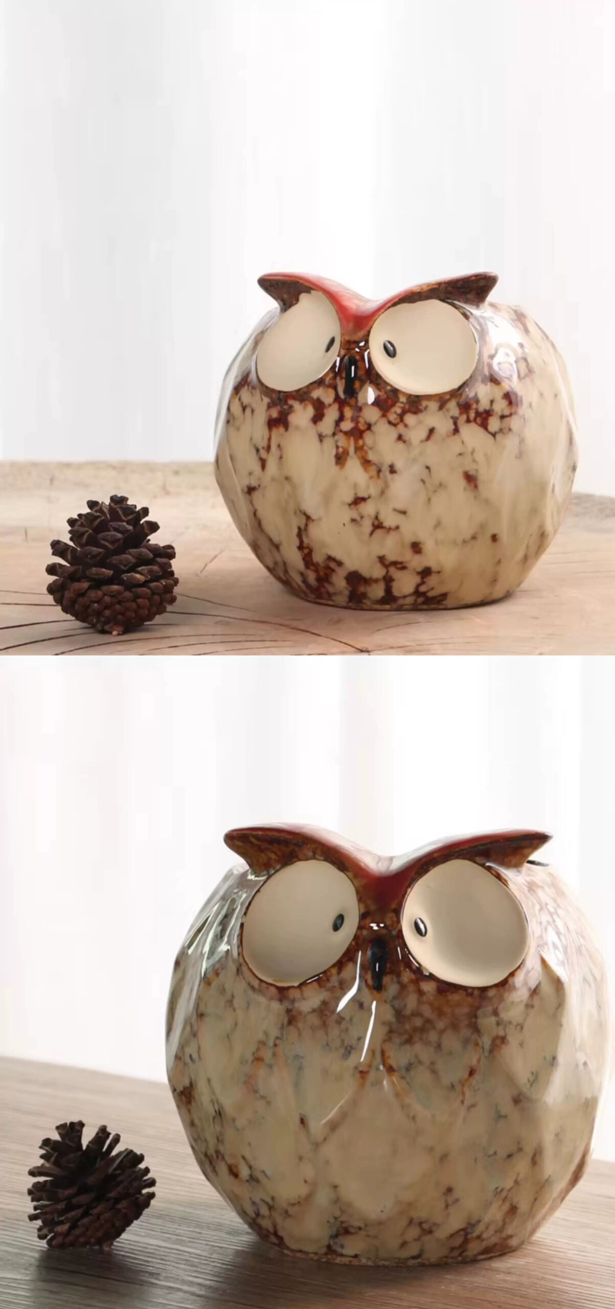 cute ceramic owl succulent planters with vintage kiln fired glaze