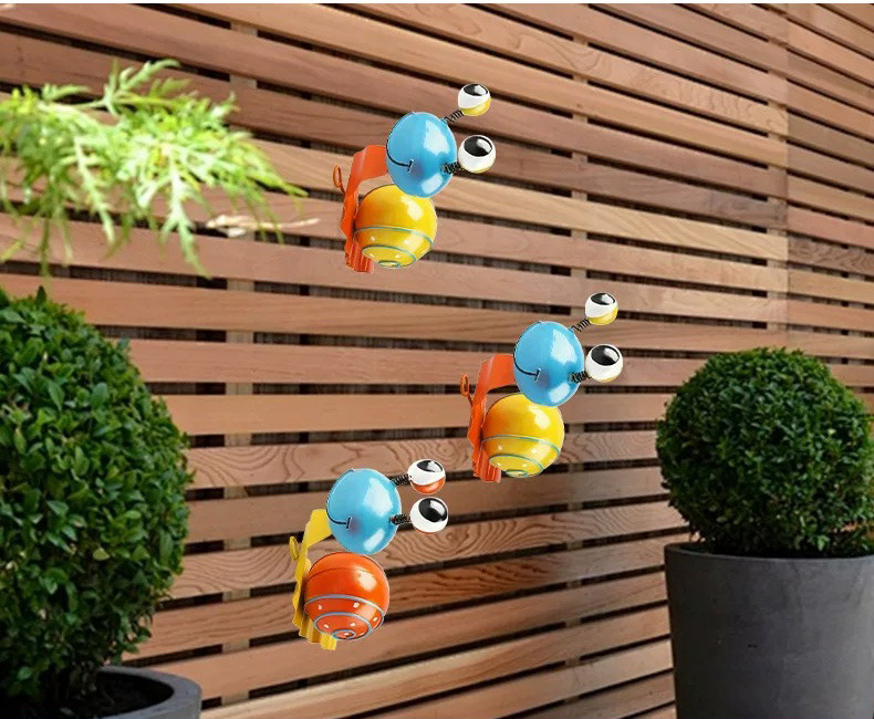 vibrant metal snail figurines whimsical outdoor garden & patio wall decor
