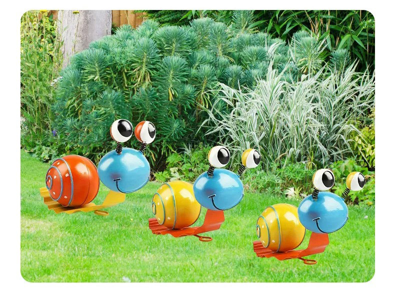 vibrant metal snail figurines whimsical outdoor garden & patio wall decor