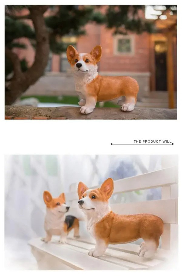 realistic corgi dog figurine ornament for home & garden decor