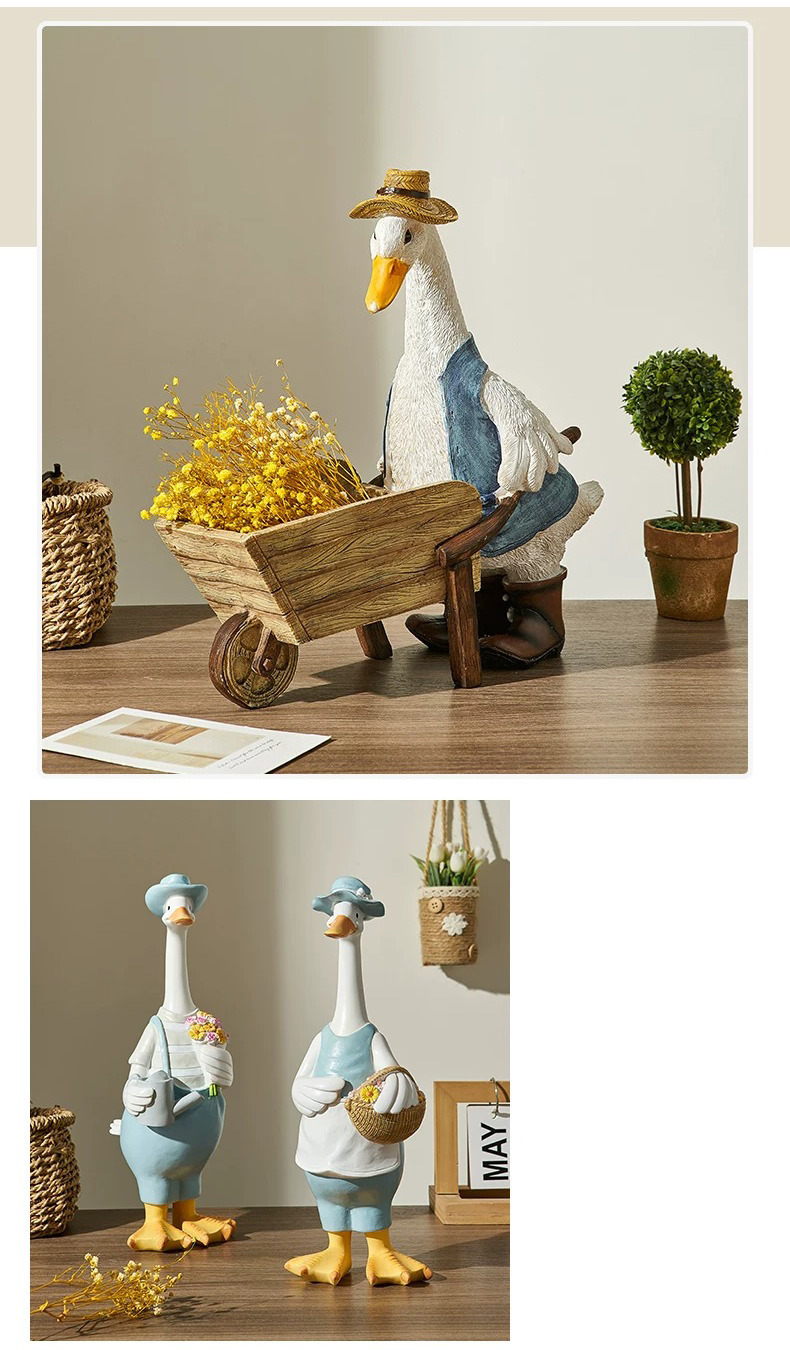 cute farmhouse duck couple figurines | rustic home & garden decor