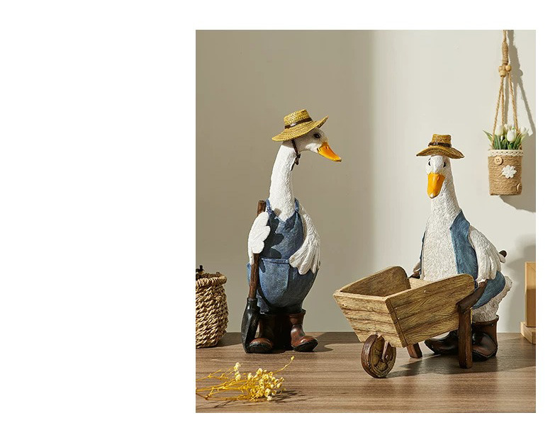 cute farmhouse duck couple figurines | rustic home & garden decor