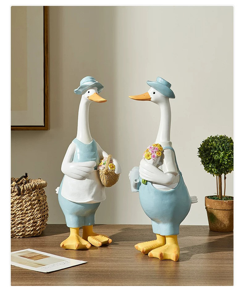 cute farmhouse duck couple figurines | rustic home & garden decor