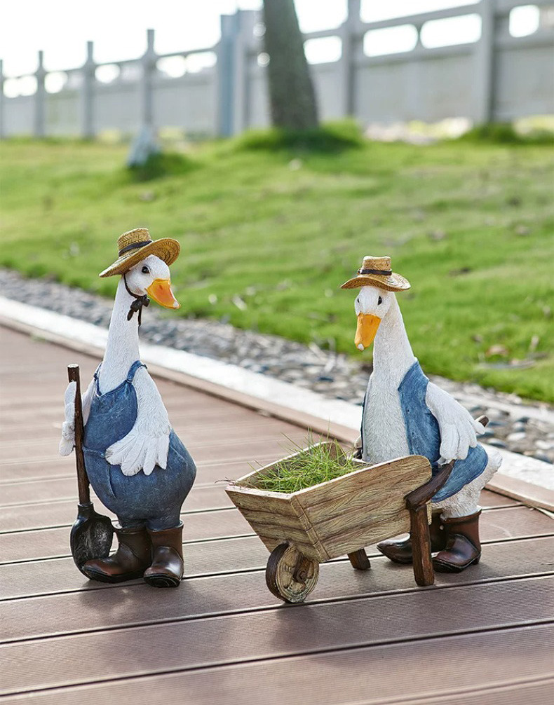 cute farmhouse duck couple figurines | rustic home & garden decor