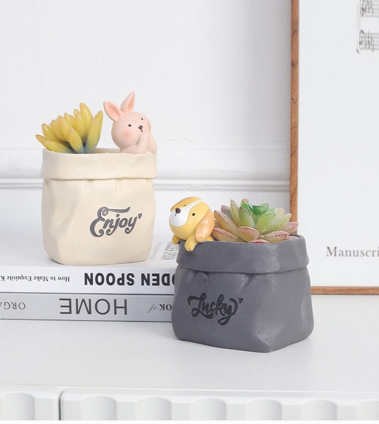 cute animal resin succulent planter pots nordic desktop decor gift