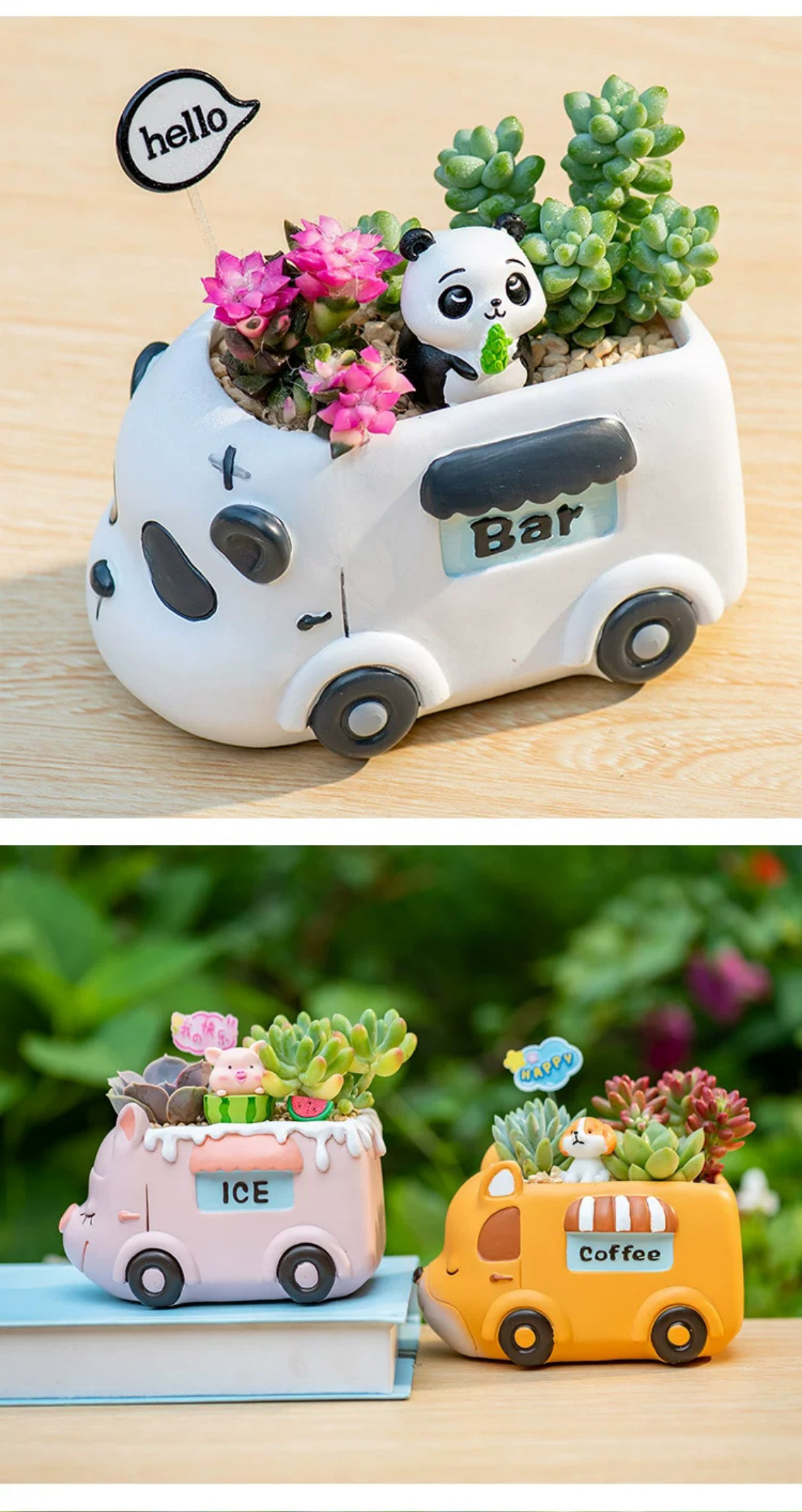 cute cartoon animal car succulent planters for kids room decor gift