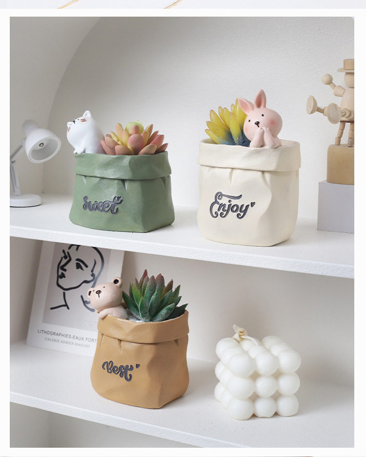 cute animal resin succulent planter pots nordic desktop decor gift