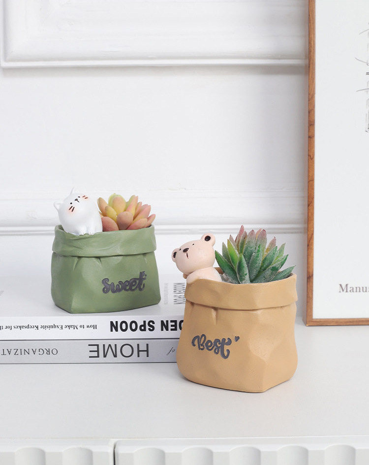 cute animal resin succulent planter pots nordic desktop decor gift